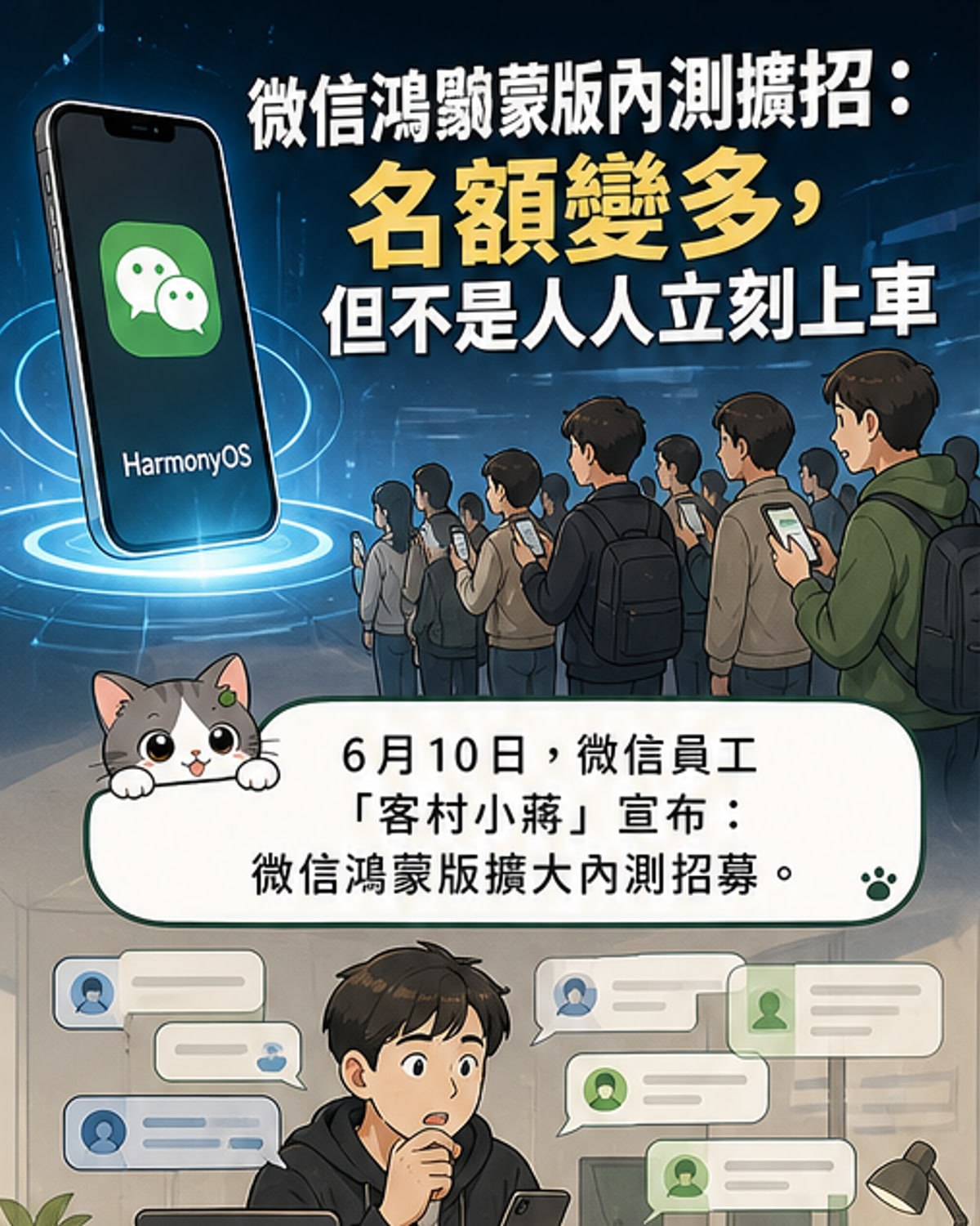 微信鴻蒙版內測名額放寬