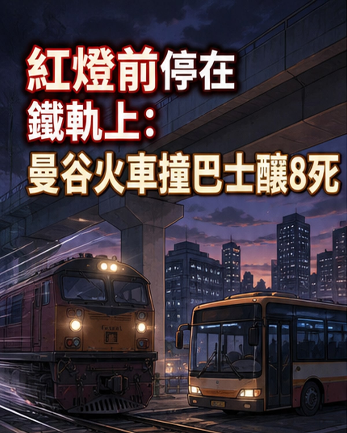 泰國火車與巴士相撞致8死