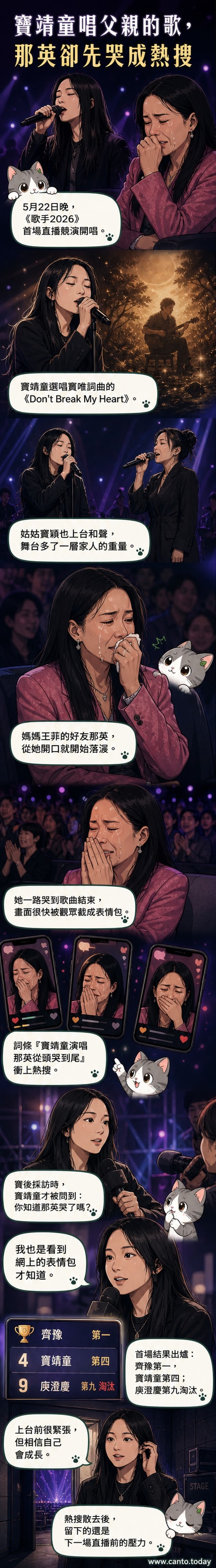 竇靖童在《歌手2026》舞台上演唱,台下那英拭淚,畫面溫情感人。