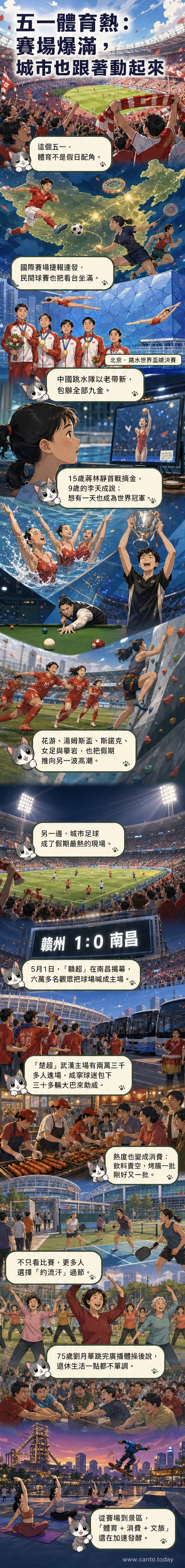 球迷在大型體育場內揮舞旗幟為球隊加油,場面熱烈,展現全民參與體育的蓬勃氣象