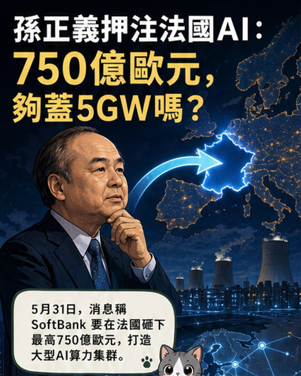 軟銀砸5900億在法建AI算力中心