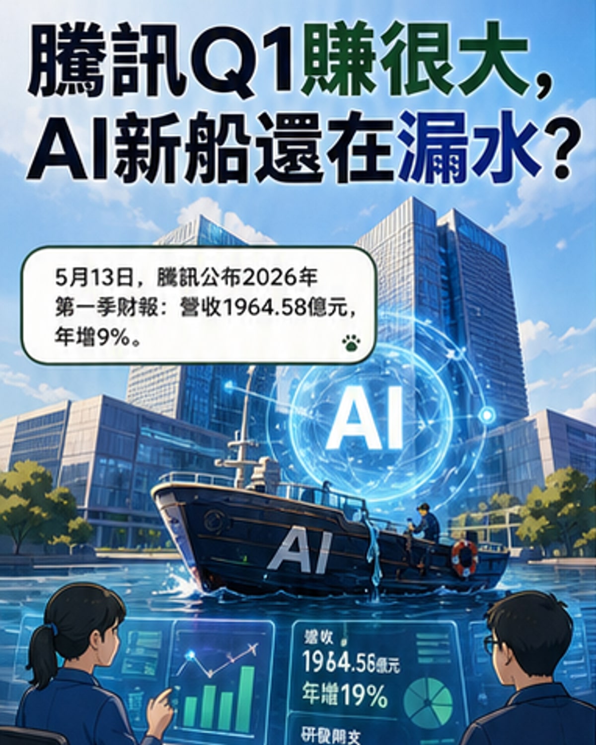 騰訊Q1賺594億,AI船漏水了