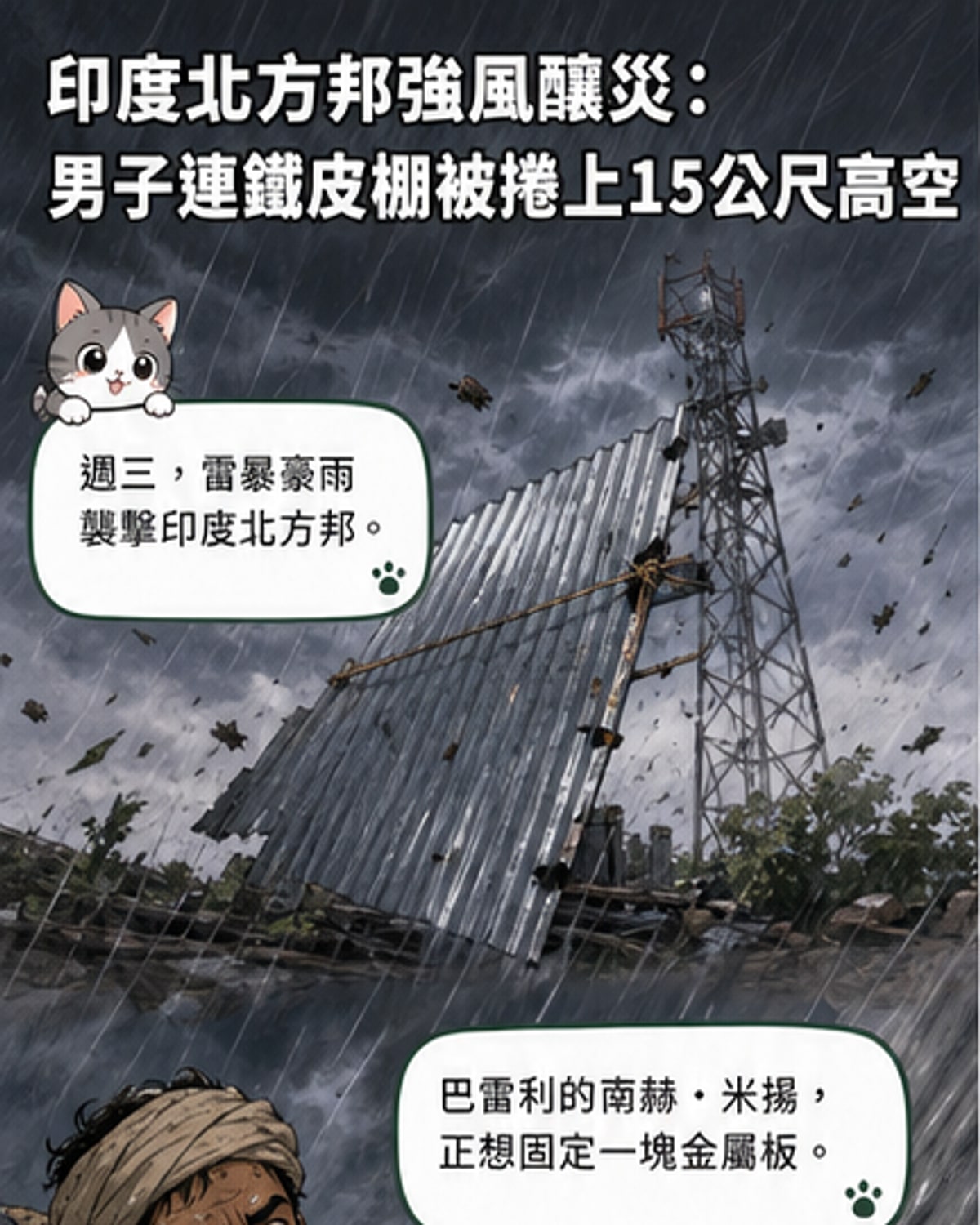印度強風捲人50英尺摔落