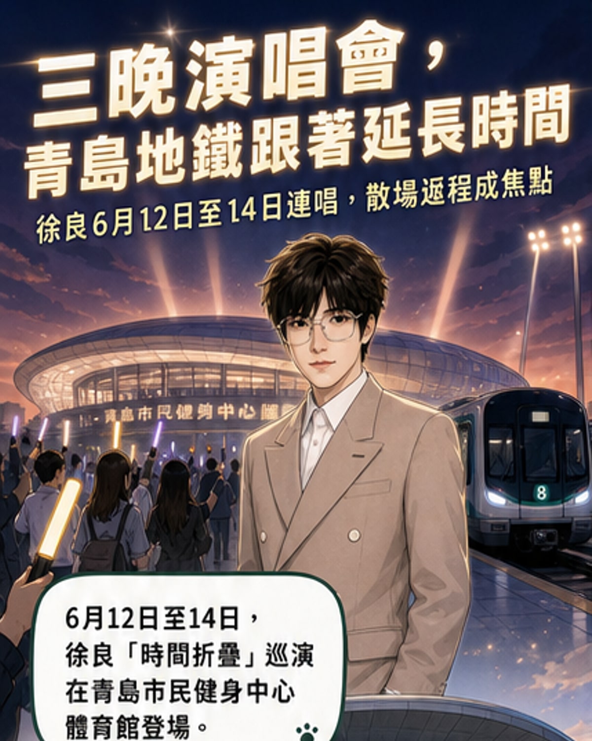 徐良連唱三晚！青島地鐵延長營運