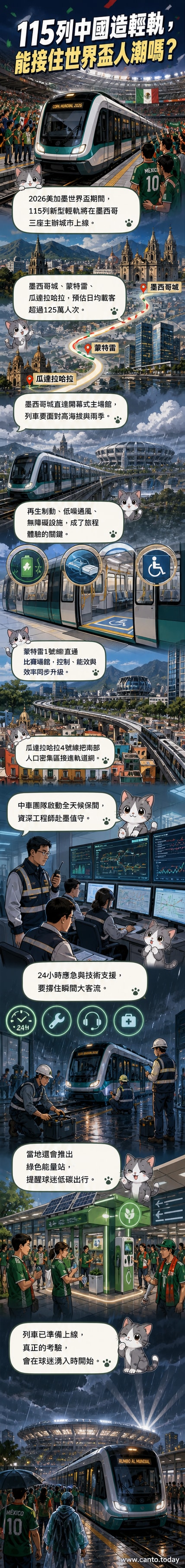 中國製造的輕軌列車行駛在墨西哥城街頭,準備服務2026年美加墨世界盃賽事運輸