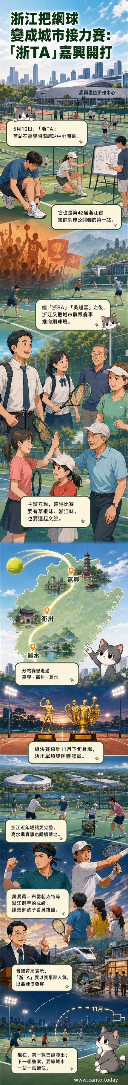 選手在嘉興國際網球中心的紅土球場上對決,背景有觀眾與賽事標語。