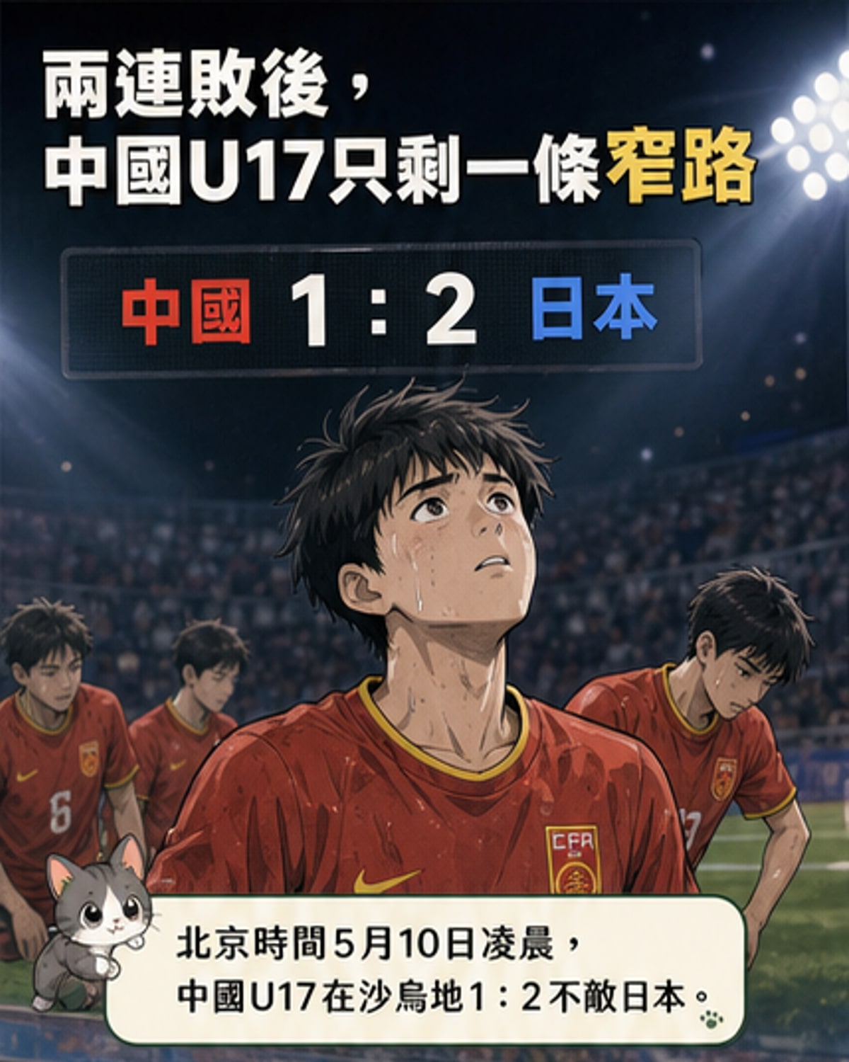 U17亞洲盃中華男足惜敗日本