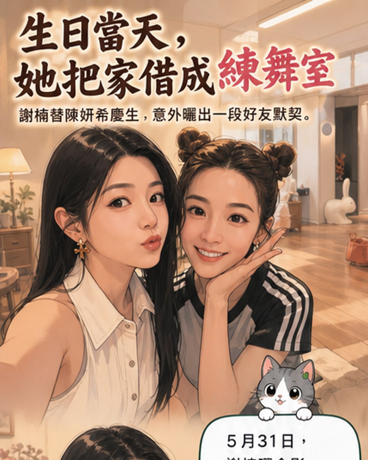 謝楠慶生曬與陳妍希合照