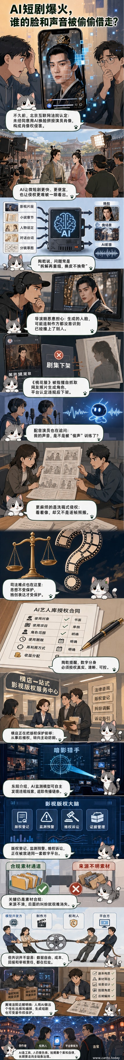 横店影视城拍摄现场,导演通过平板查看AI生成的短剧画面,背景是古装剧组在布景前排练