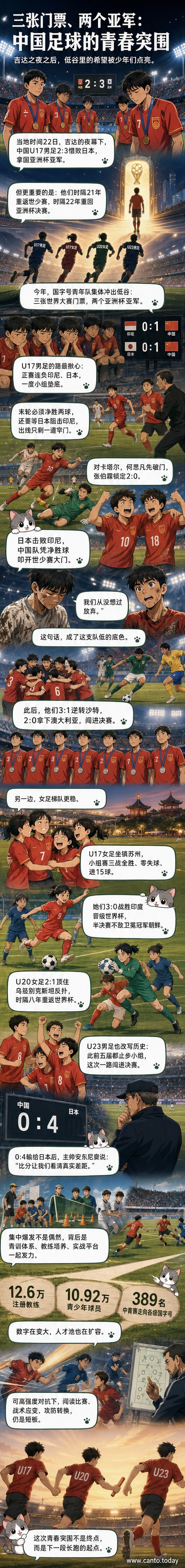 中国U17男足队员在颁奖仪式后合影,背景是沙特吉达的夜空,球员们手持亚军奖牌,神情坚定。