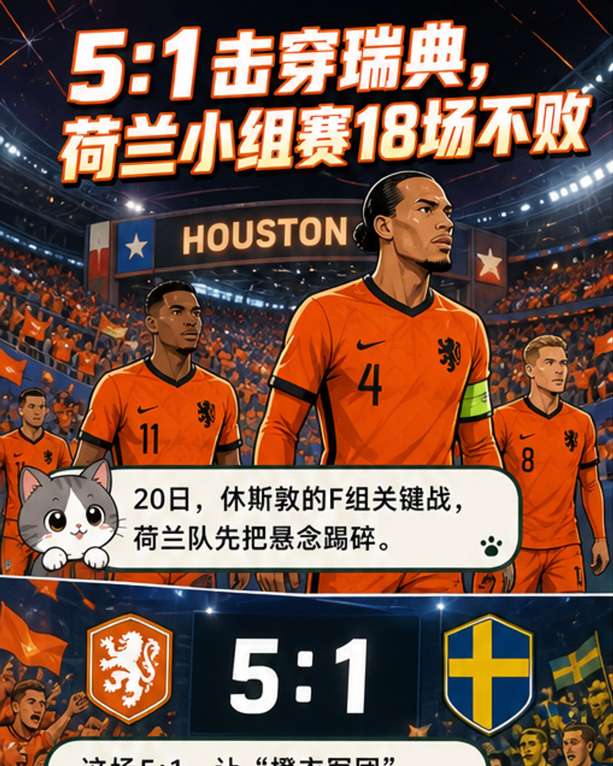 荷兰5:1大胜瑞典