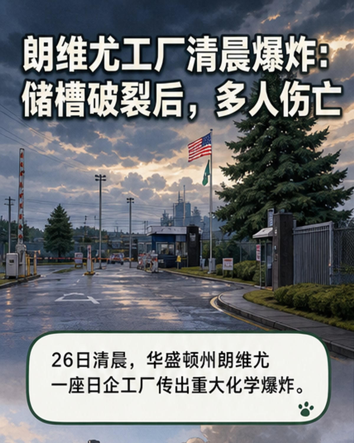 華盛頓州日企工廠化學爆炸