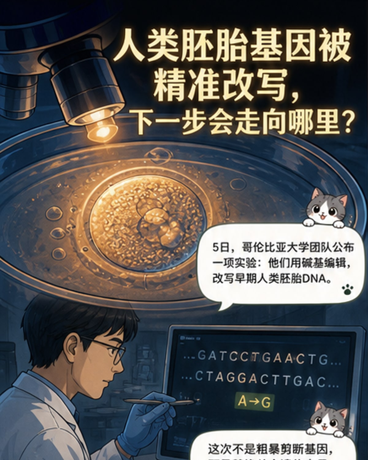 科学家首次精确编辑人类胚胎基因