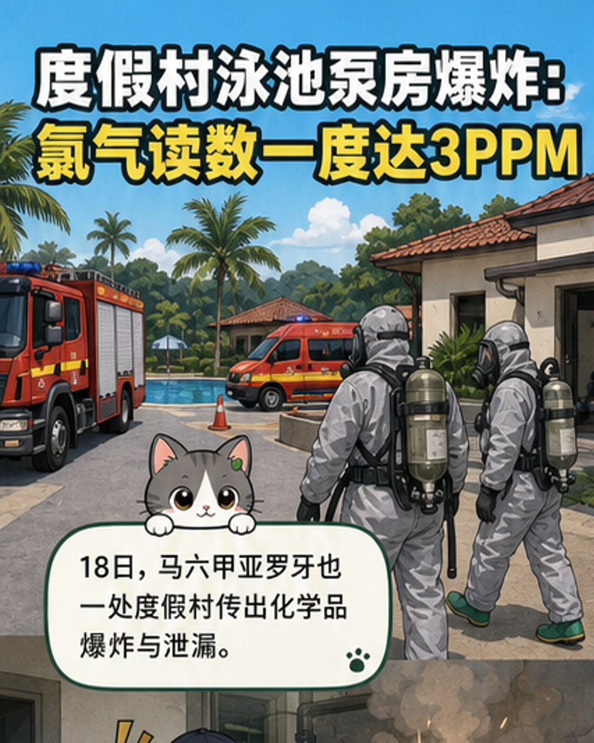 泳池消毒剂遇水连环爆炸