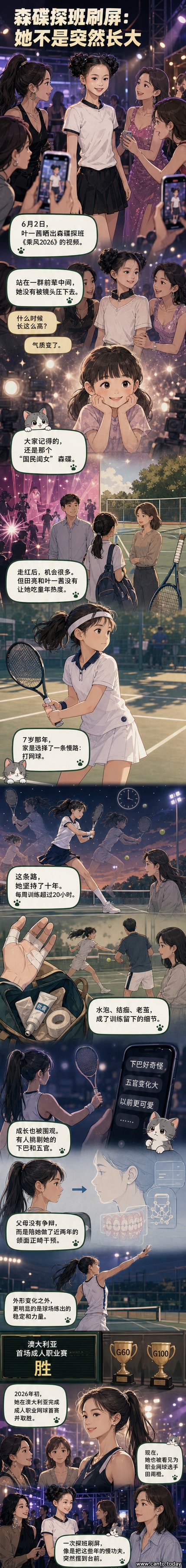 森碟身穿浅色上衣和短裙，站在《乘风2026》后台与其他女艺人合影，笑容温和，体态挺拔，气质出众。