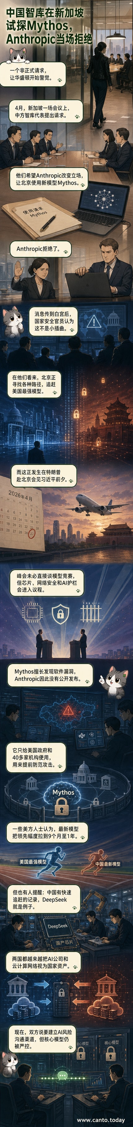 一幅象征中美科技竞争的插图，两个巨型机器人分别标有‘中国’和‘美国’，在数据流构成的战场上对峙，背景是闪烁的AI芯片和锁链环绕的服务器。