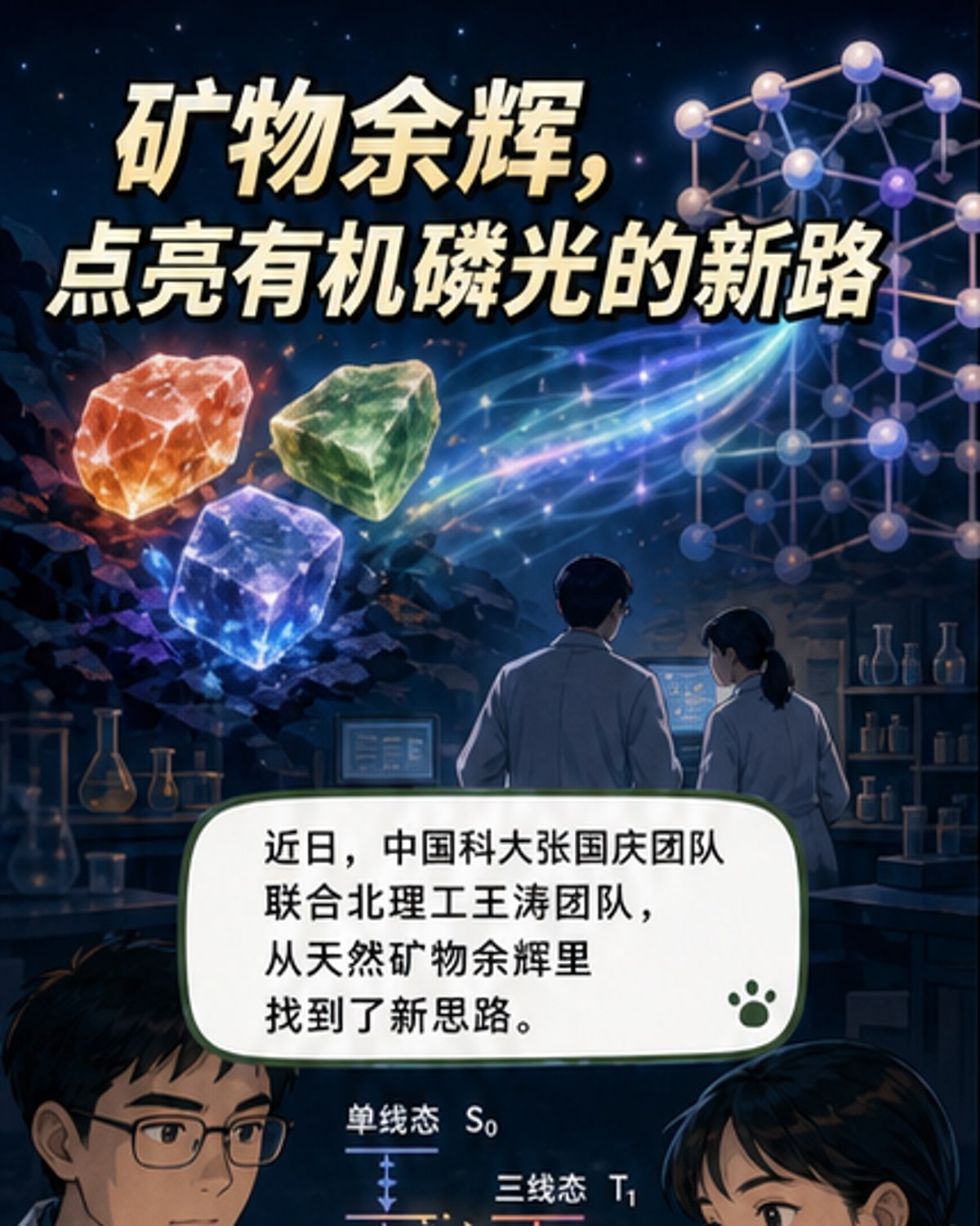 仿天然矿物实现高温多色磷光