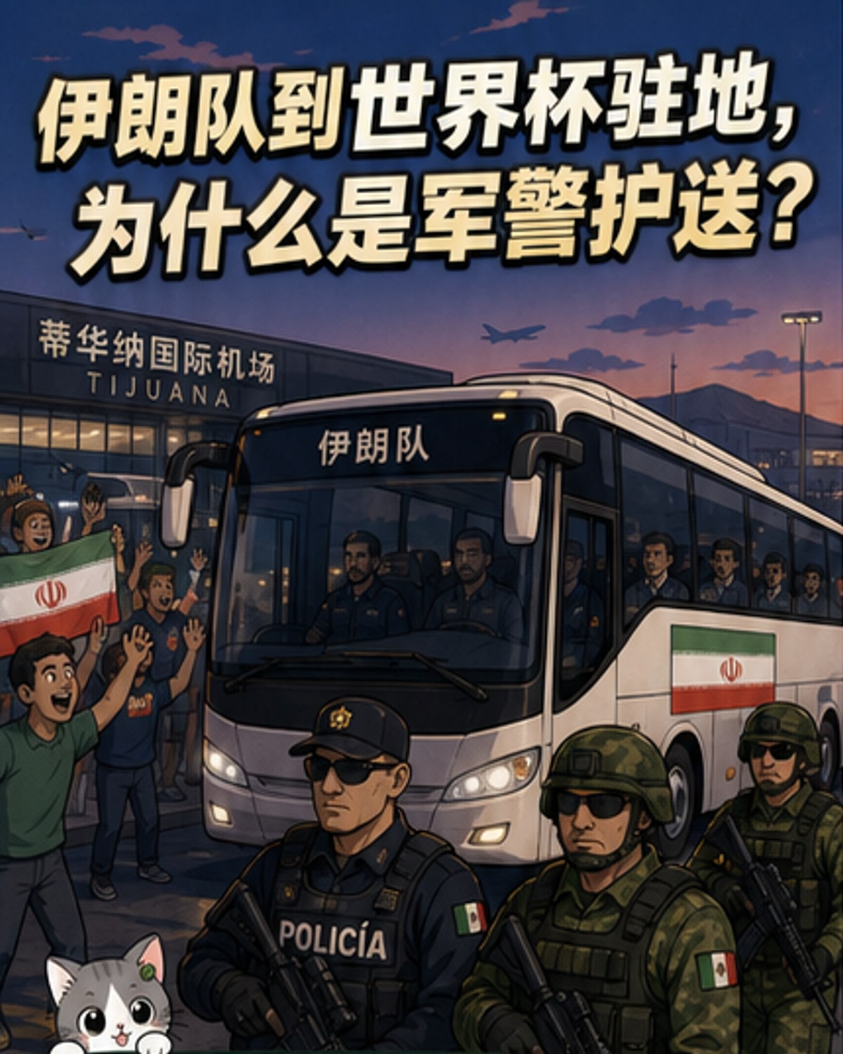 伊朗队抵达世界杯驻地 军警护送