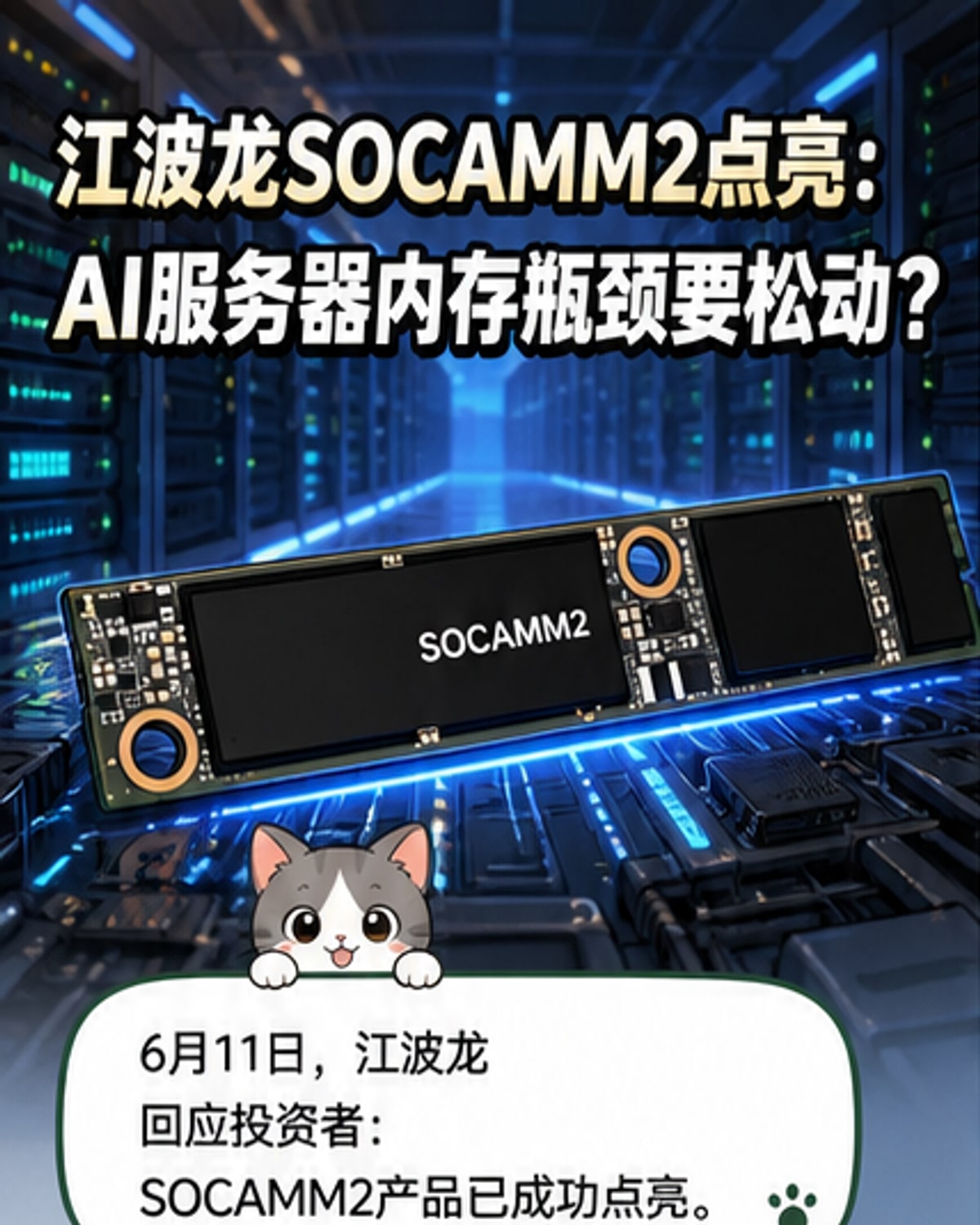 江波龙SOCAMM2内存成功点亮