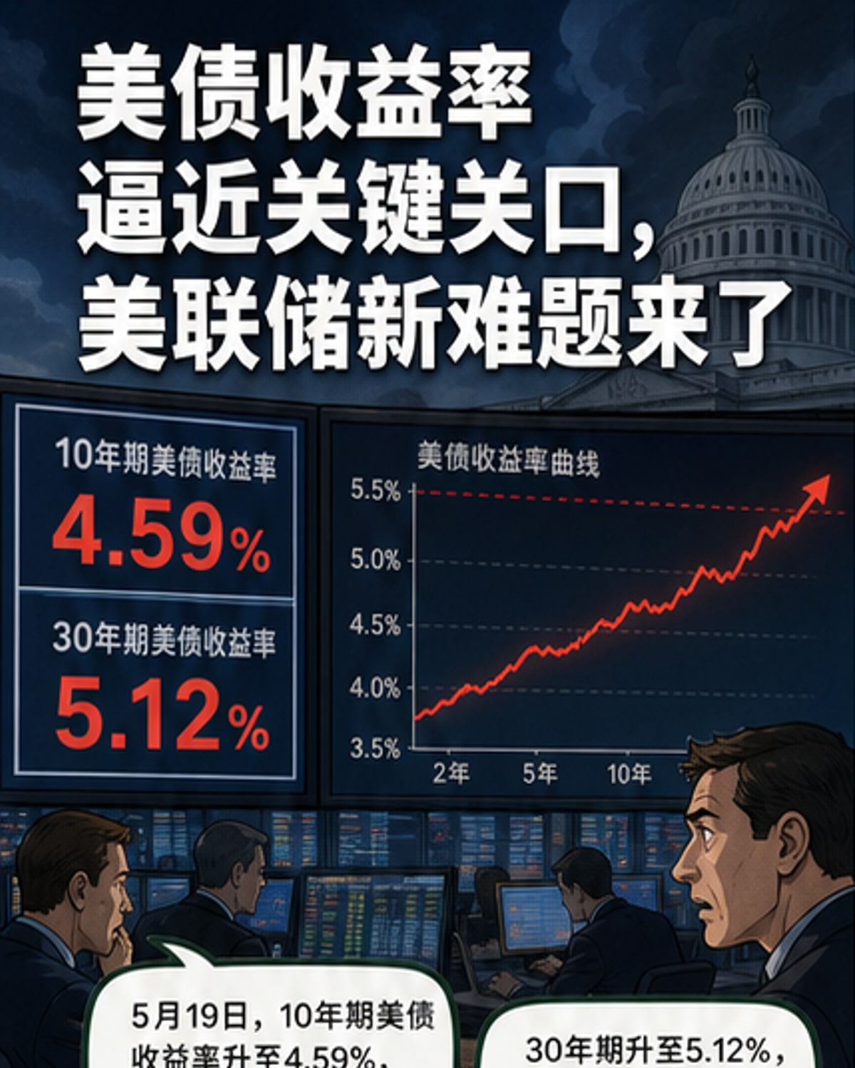 美债收益率突破关键位