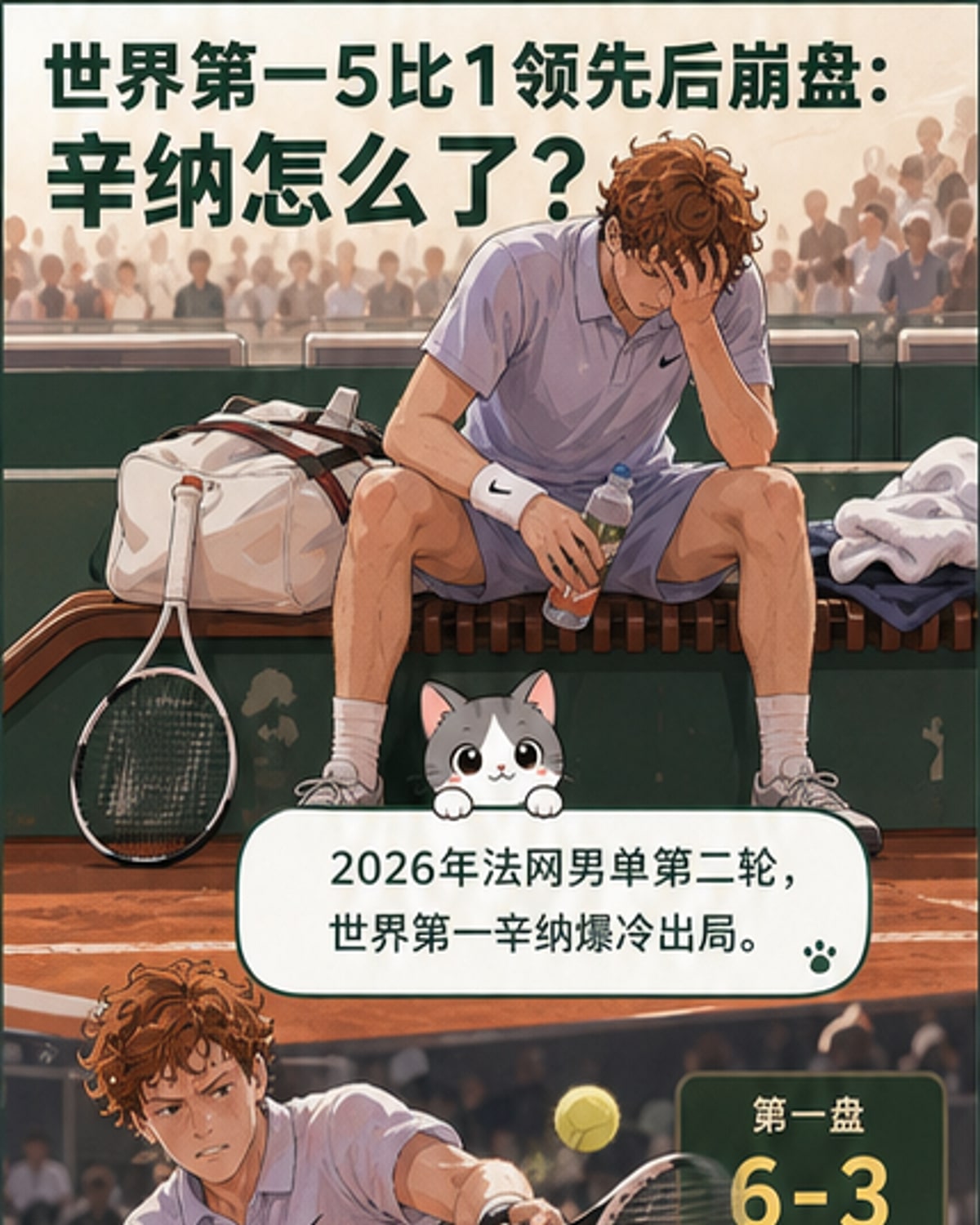辛纳领先被逆转出局