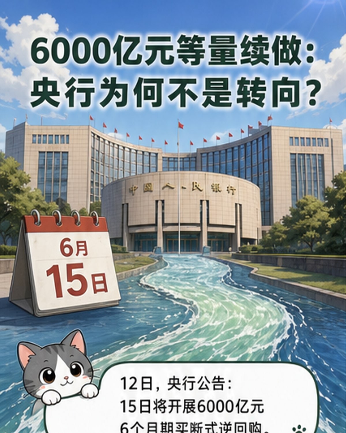 央行将开展6000亿元逆回购操作