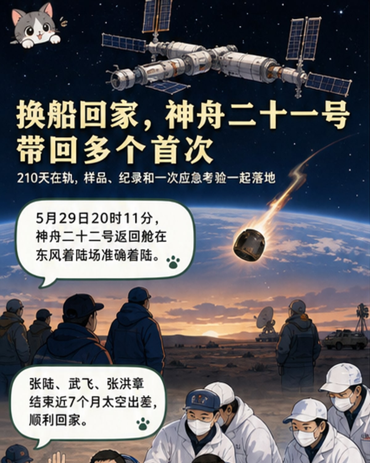 神舟二十一号乘组破纪录归来