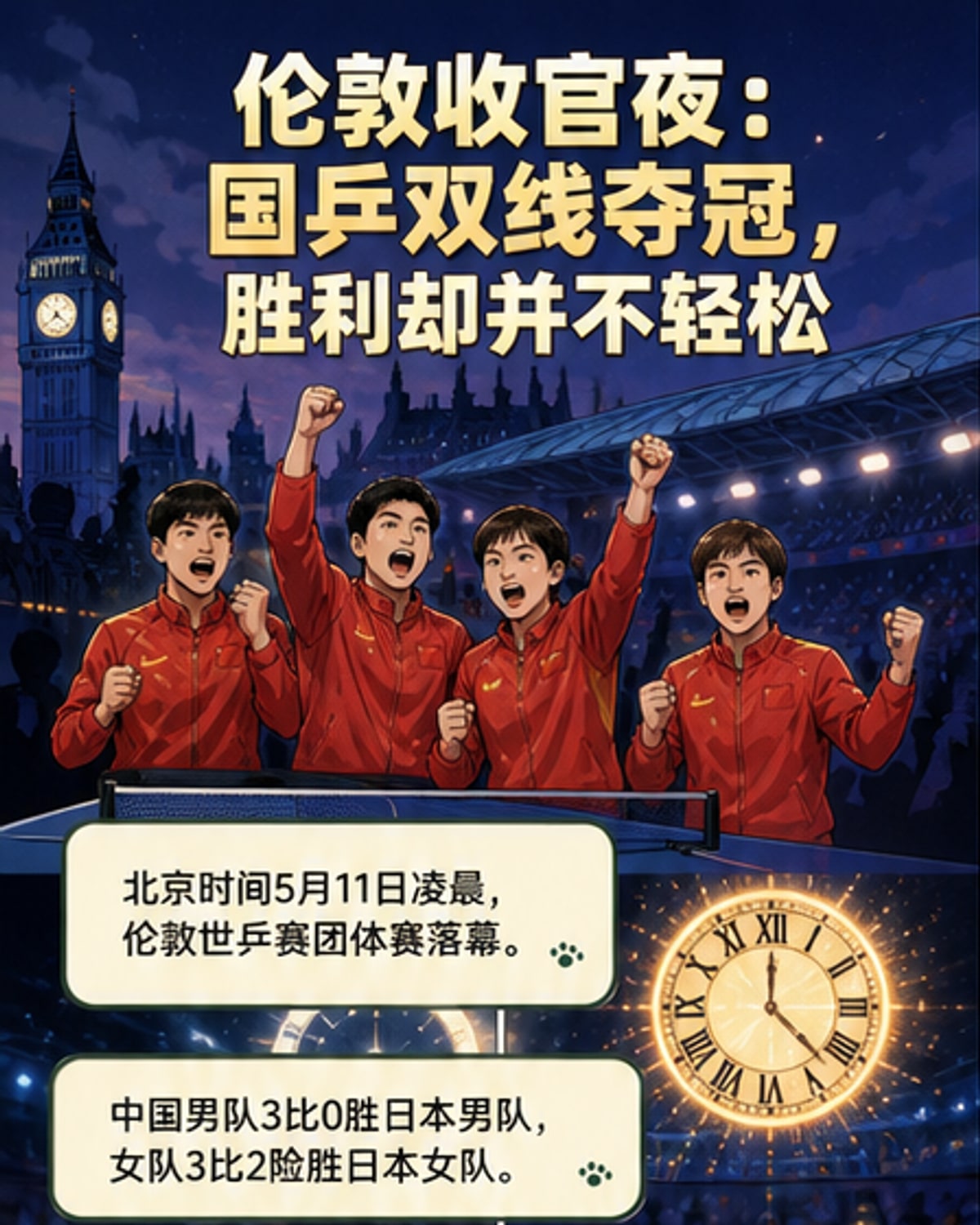 国乒包揽世乒赛男女团冠军