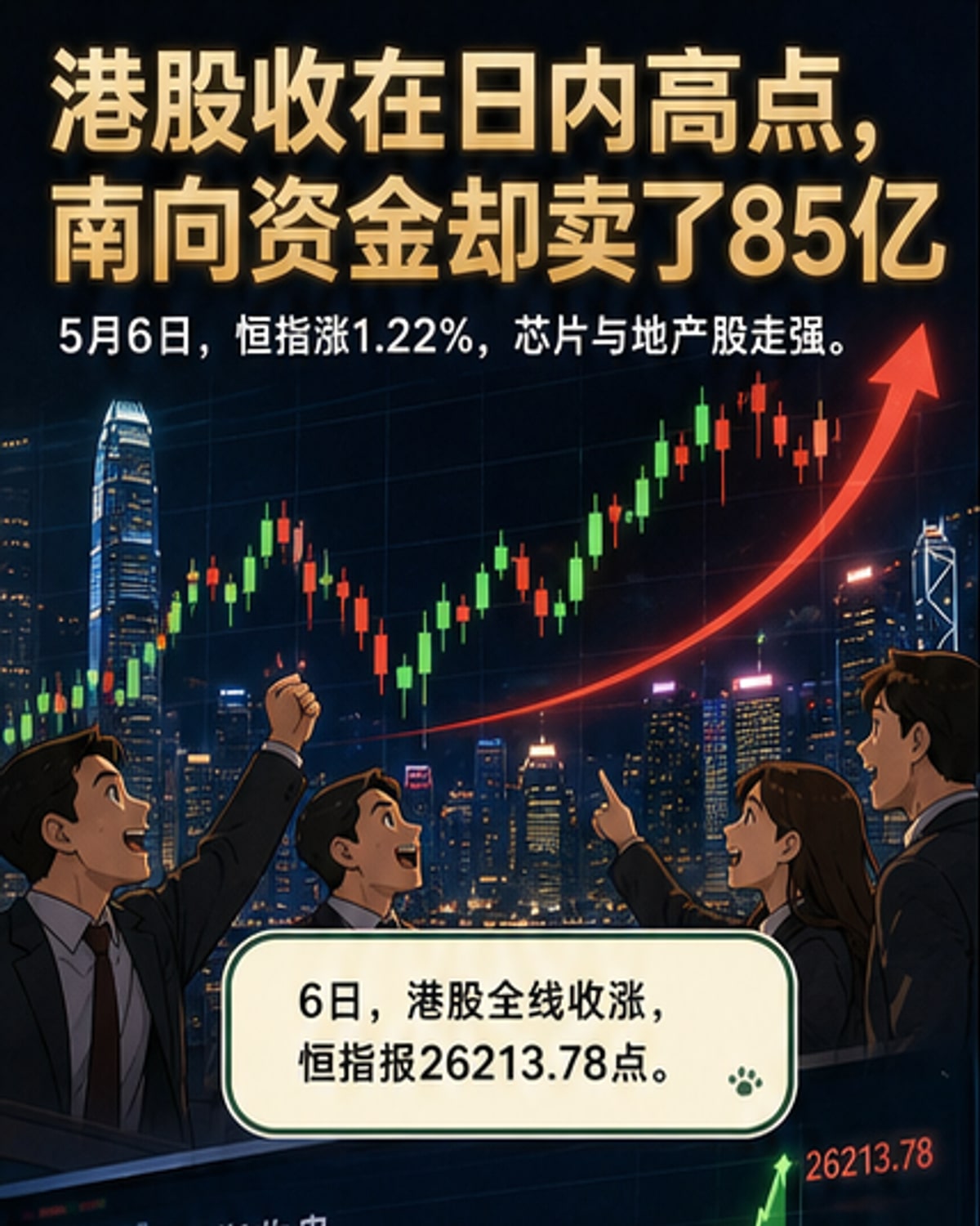 港股强势收涨，芯片地产双热