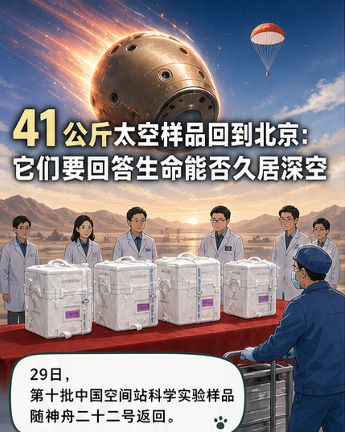 中国空间站第十批实验样品返回
