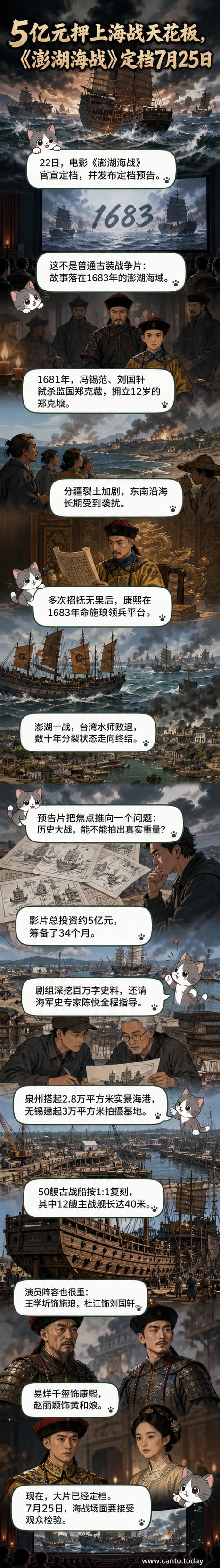电影《澎湖海战》海报展示巨舰列阵于惊涛骇浪之中,远处火光冲天,象征清朝水师在澎湖海域取得决定性胜利