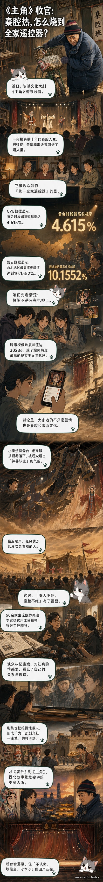 电视剧《主角》剧照：女主角站在黄土高坡上，身后是秦腔戏台和漫天黄沙，象征传统与坚守