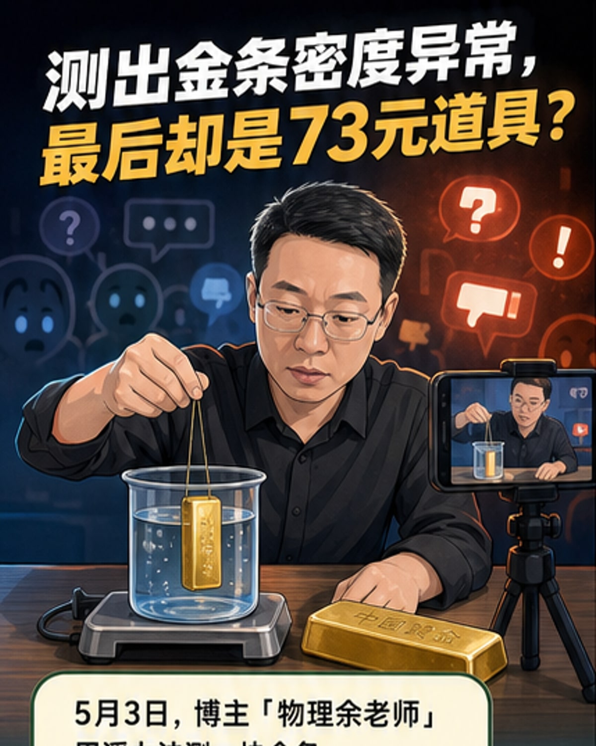物理老师测金条密度后道歉
