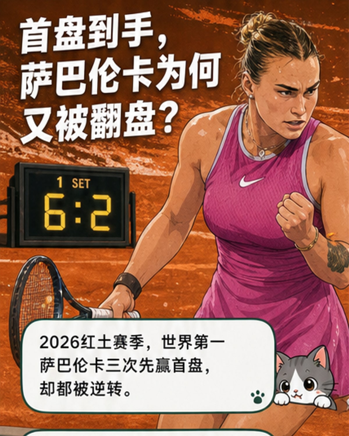 萨巴伦卡红土三连逆转出局