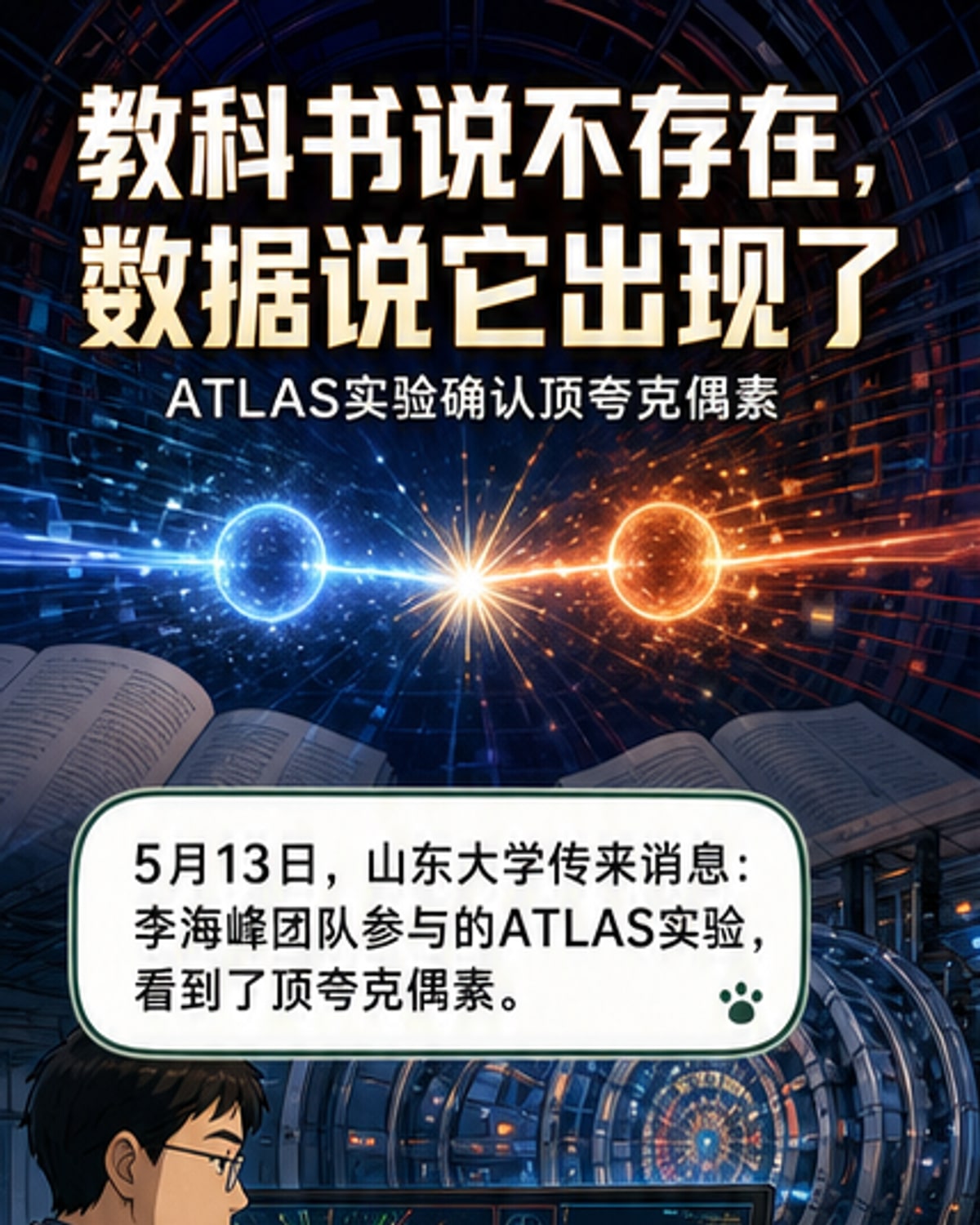 顶夸克偶素被发现 改写粒子物理教科书