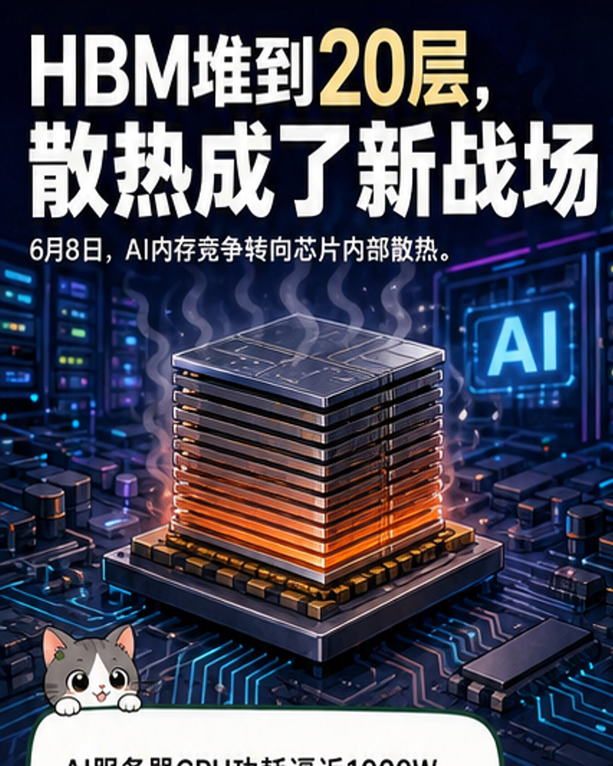 HBM5芯片堆叠20层，散热成新战场