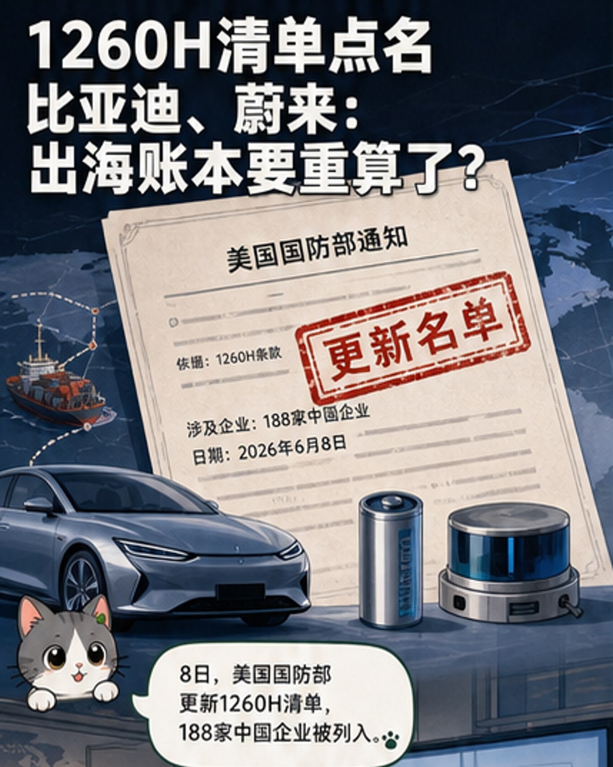 比亚迪蔚来被美列入军企清单