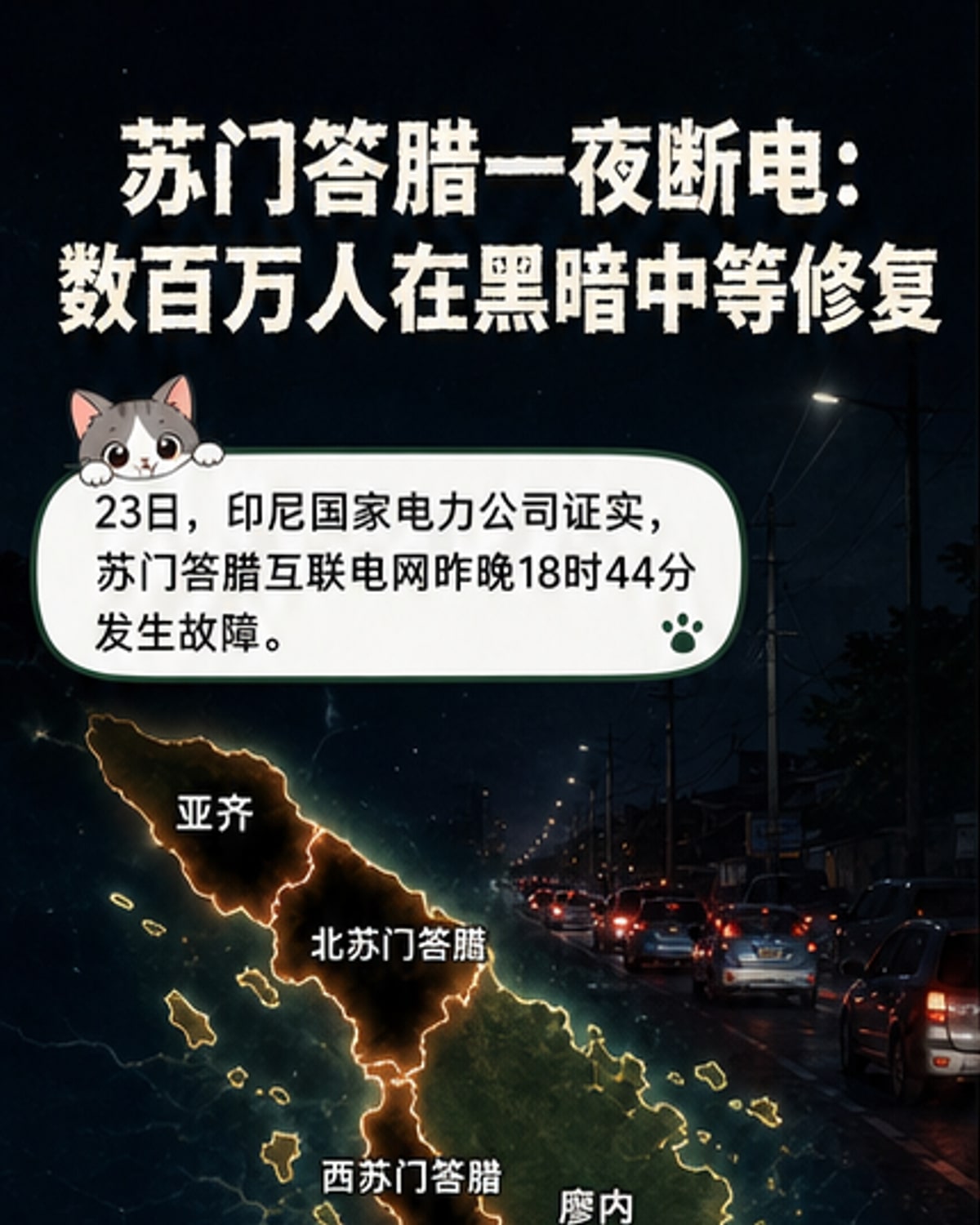 苏门答腊岛突发大停电