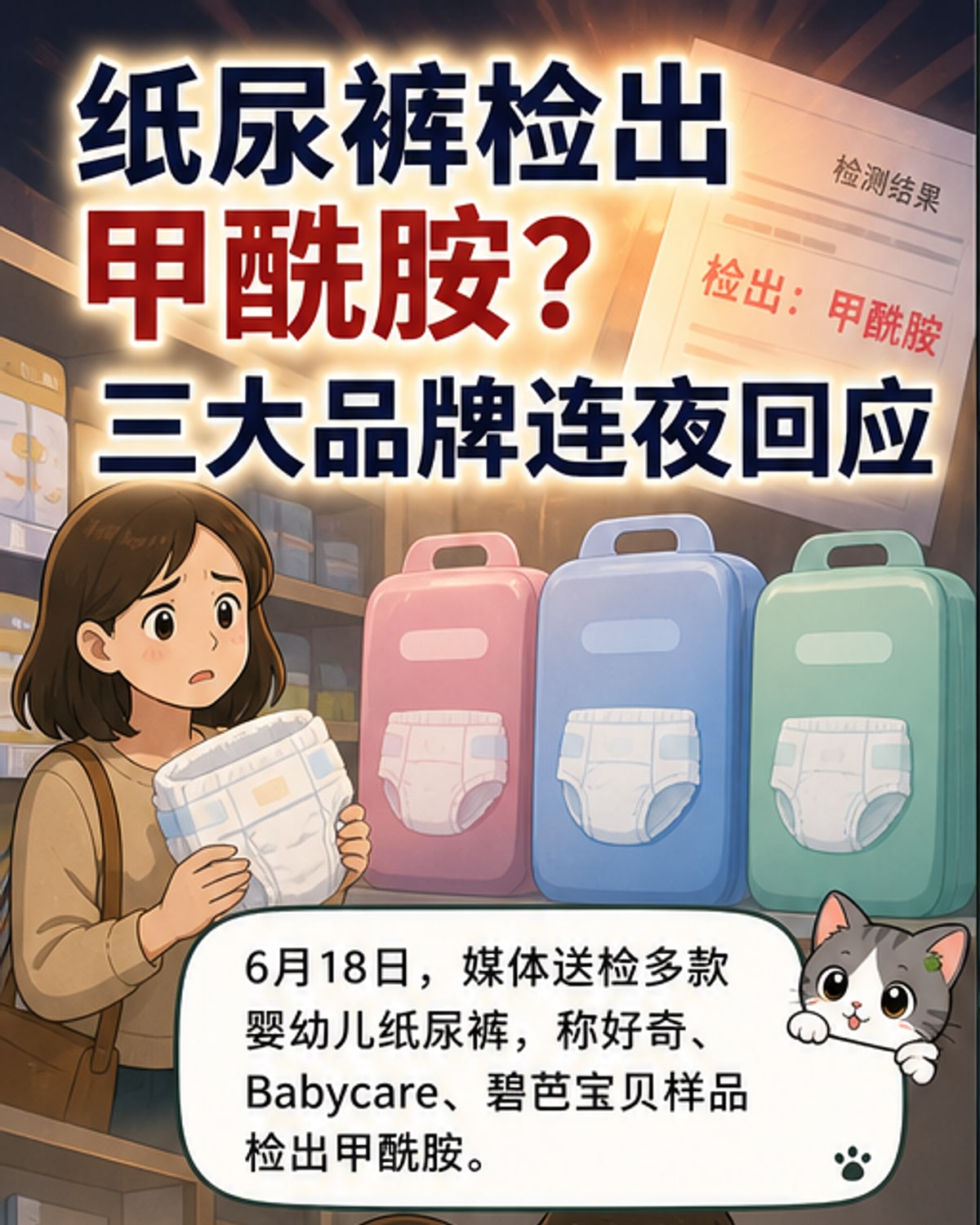 纸尿裤检出有毒物 三大品牌紧急回应