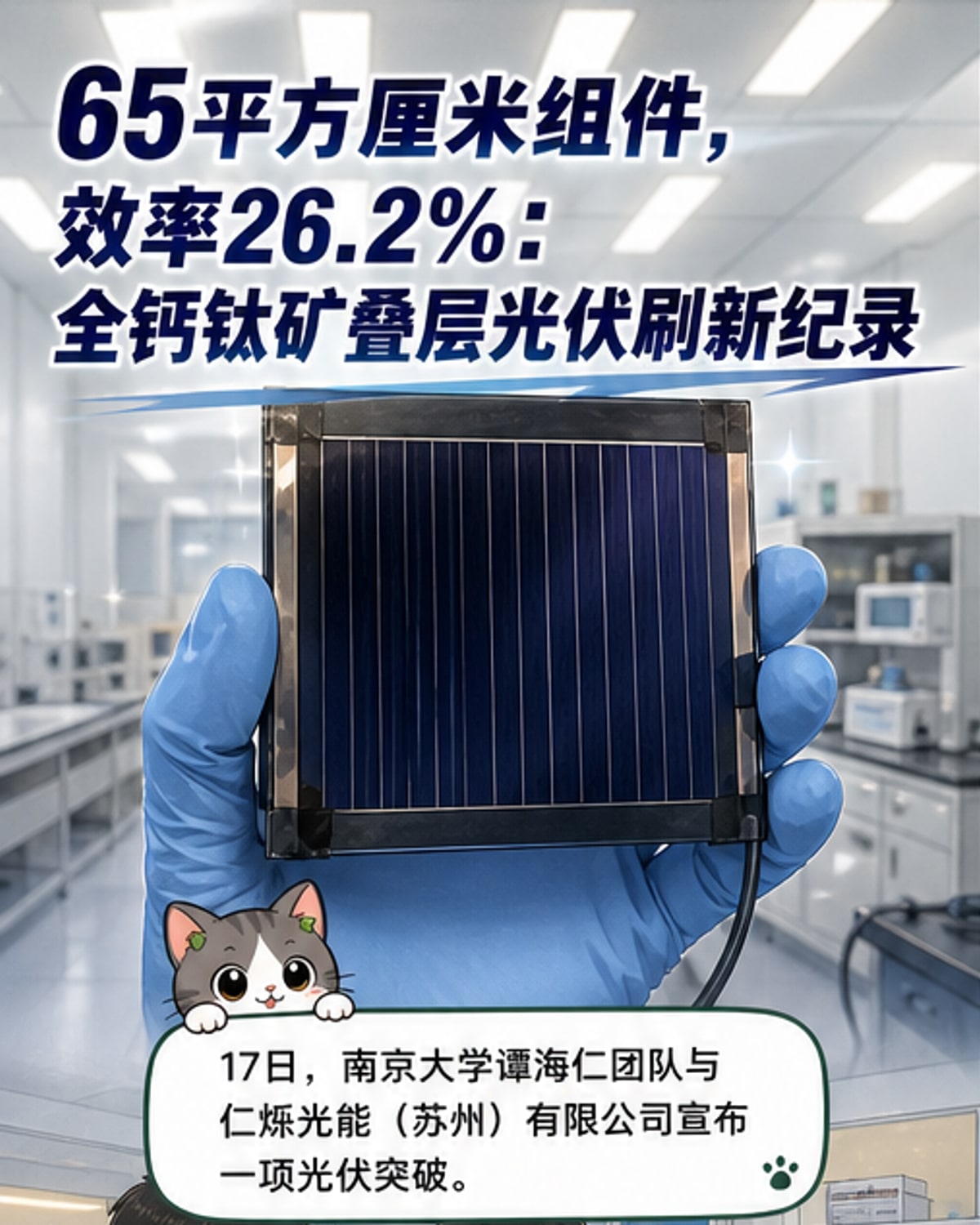 全钙钛矿叠层组件效率破纪录