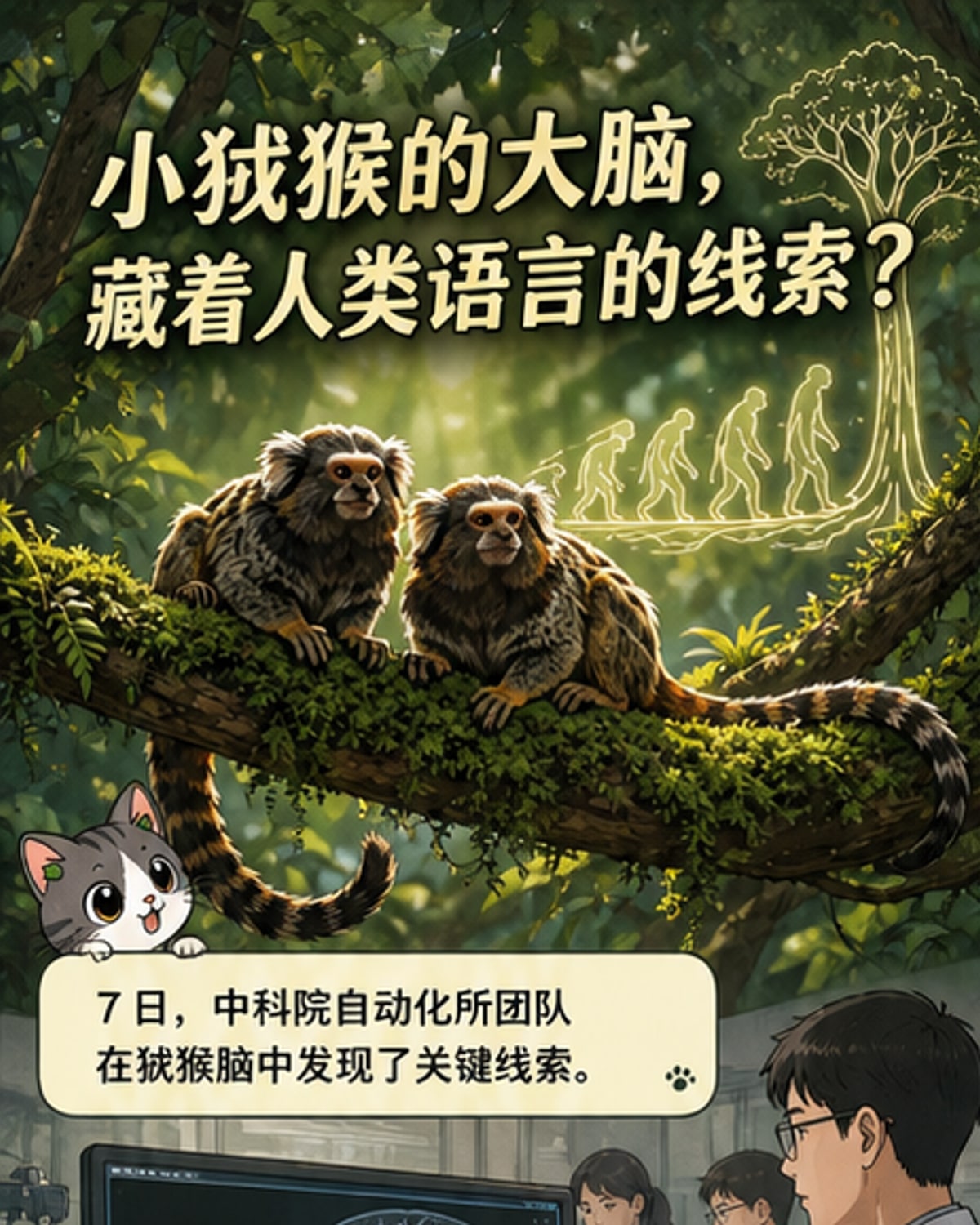 狨猴大脑藏人类语言神经线索