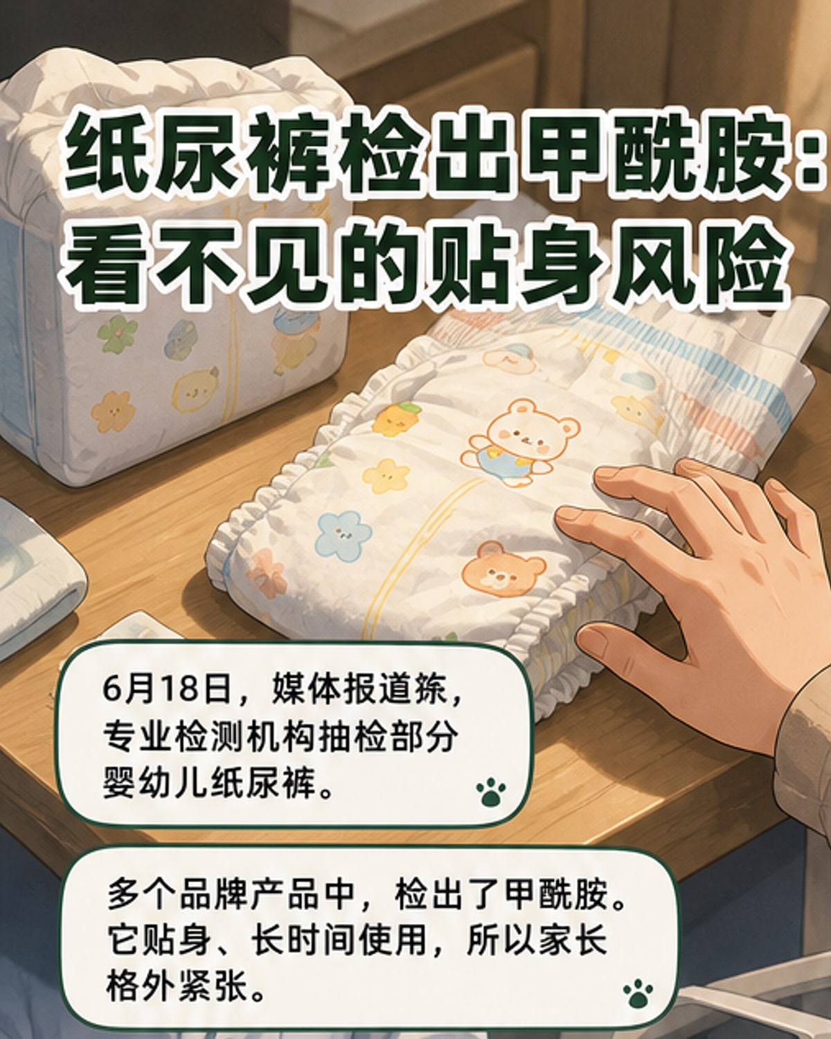 多款纸尿裤检出有毒物质甲酰胺