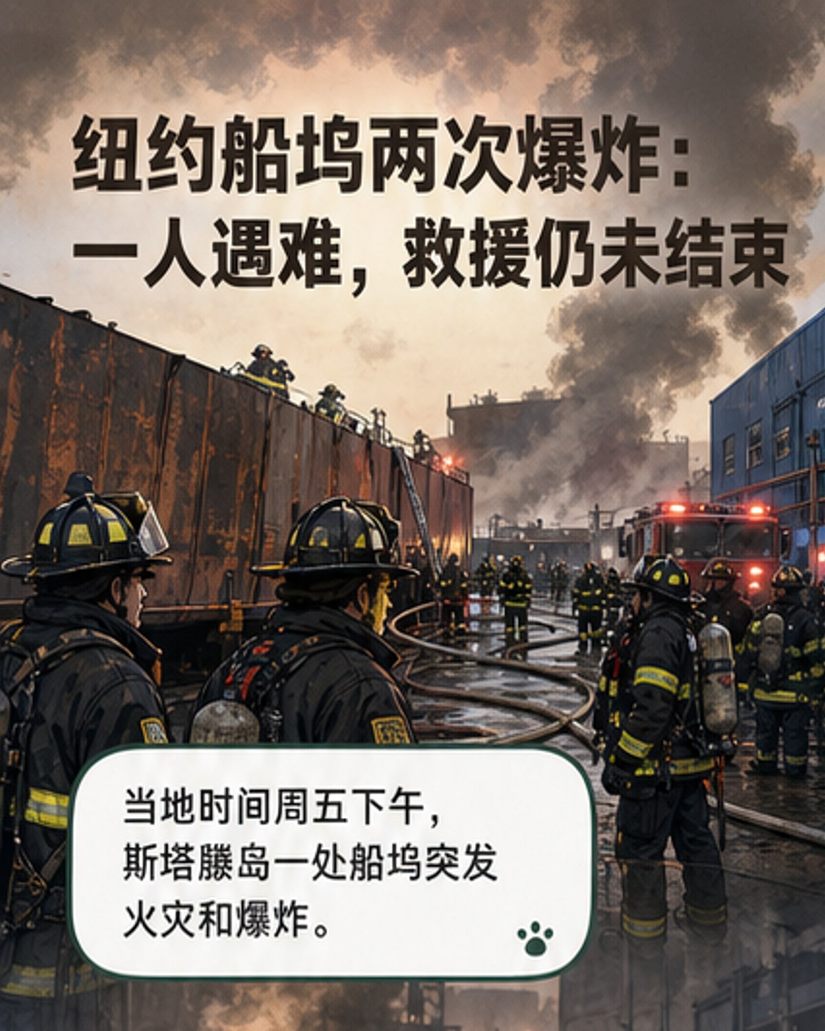 纽约船坞爆炸致1死30余伤