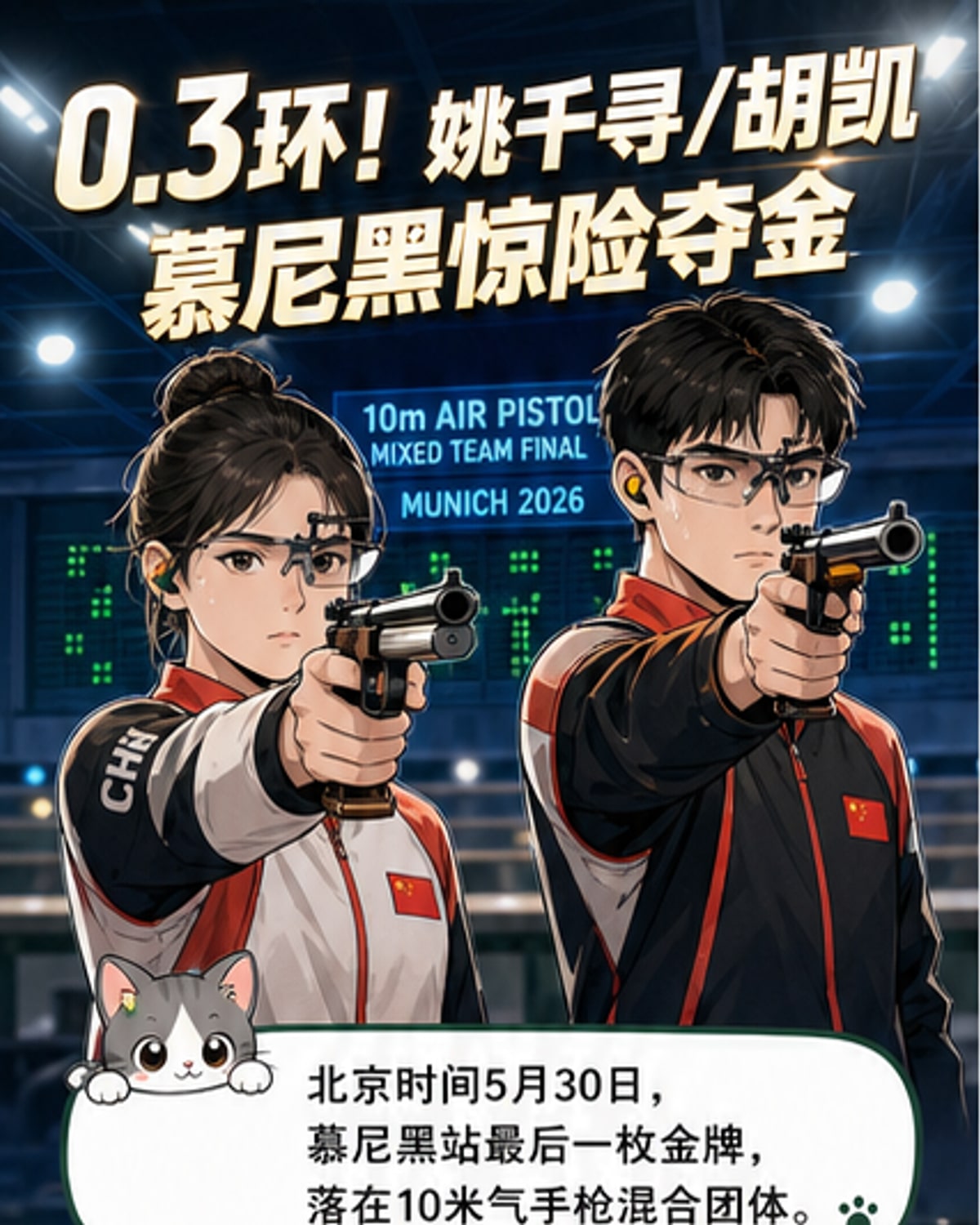0.3环险胜夺金,中国队4金收官