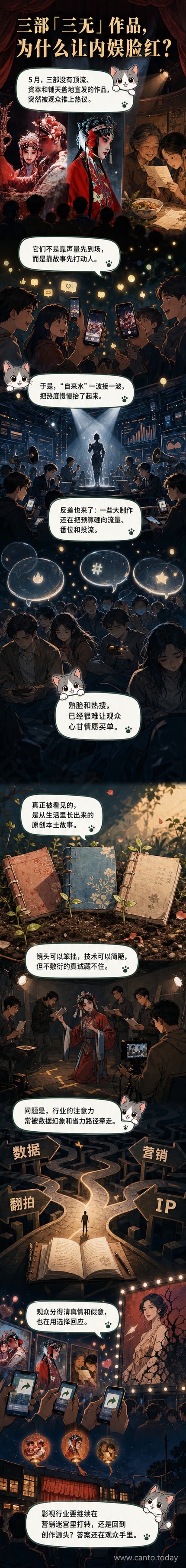 三部‘三无’影视作品海报并列展示:《ENEMY》民国篇、《吉时已到》、《给阿嬷的情书》,背景为朴素的手绘文化纹理。