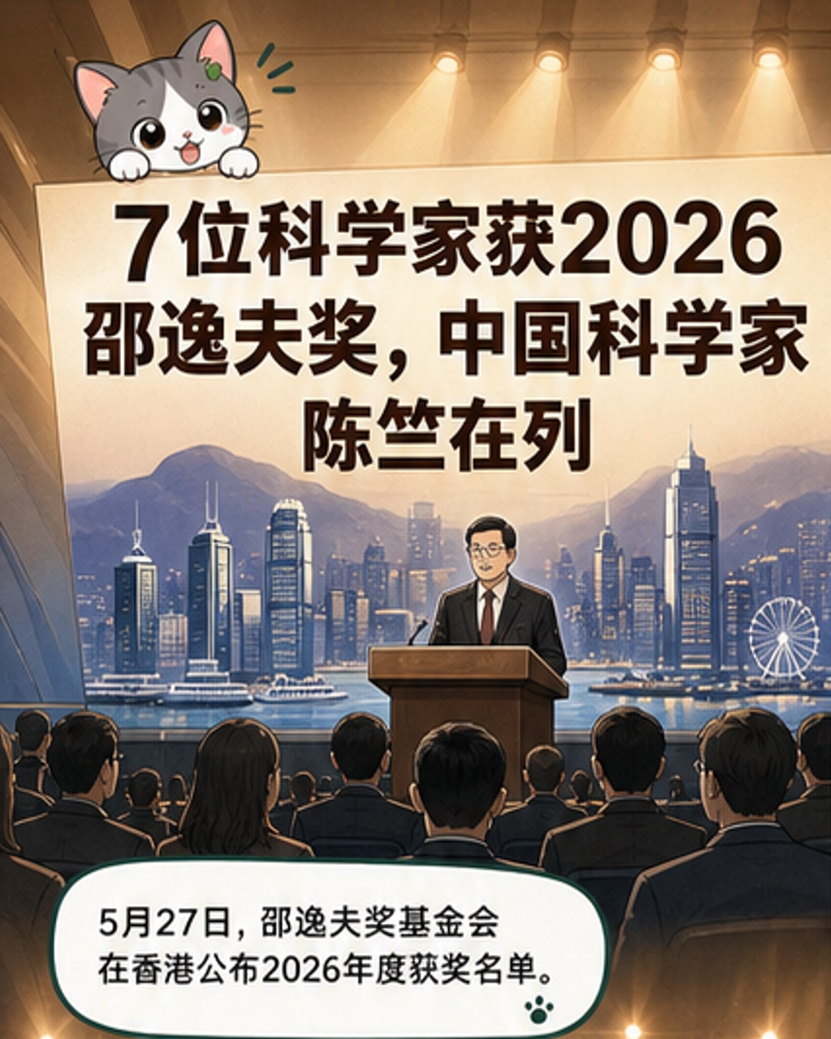 2026邵逸夫奖揭晓，1位中国科学家在列